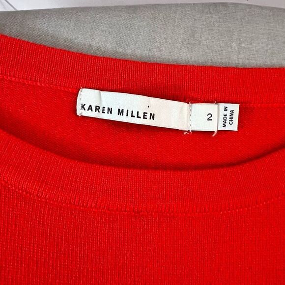 Karen Millen orange wool blend belted short sleeve knit dress size 2 - Picture 7 of 10